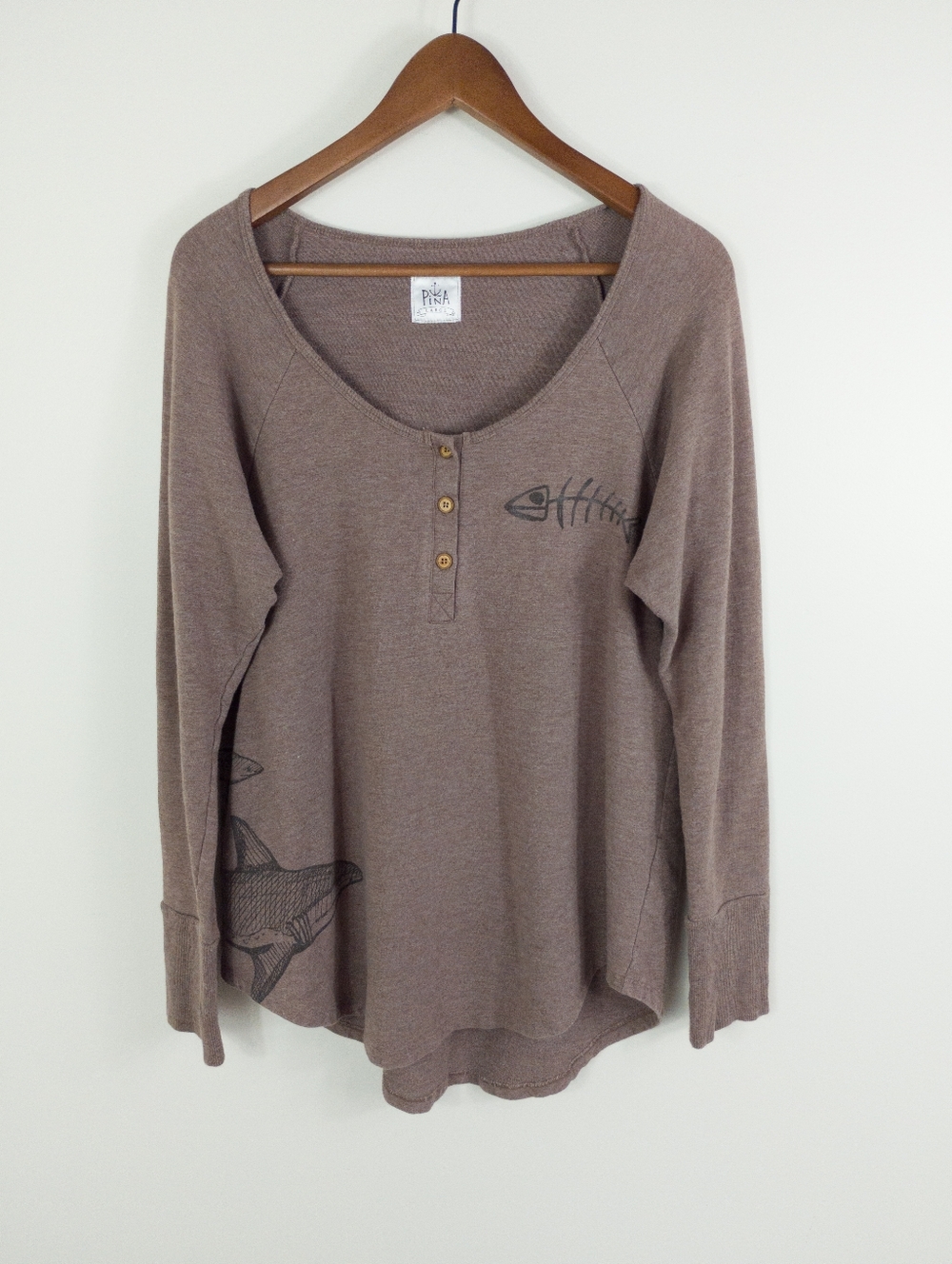 Pina Tofino Ucluelet Bamboo Fish Print Top Size Large